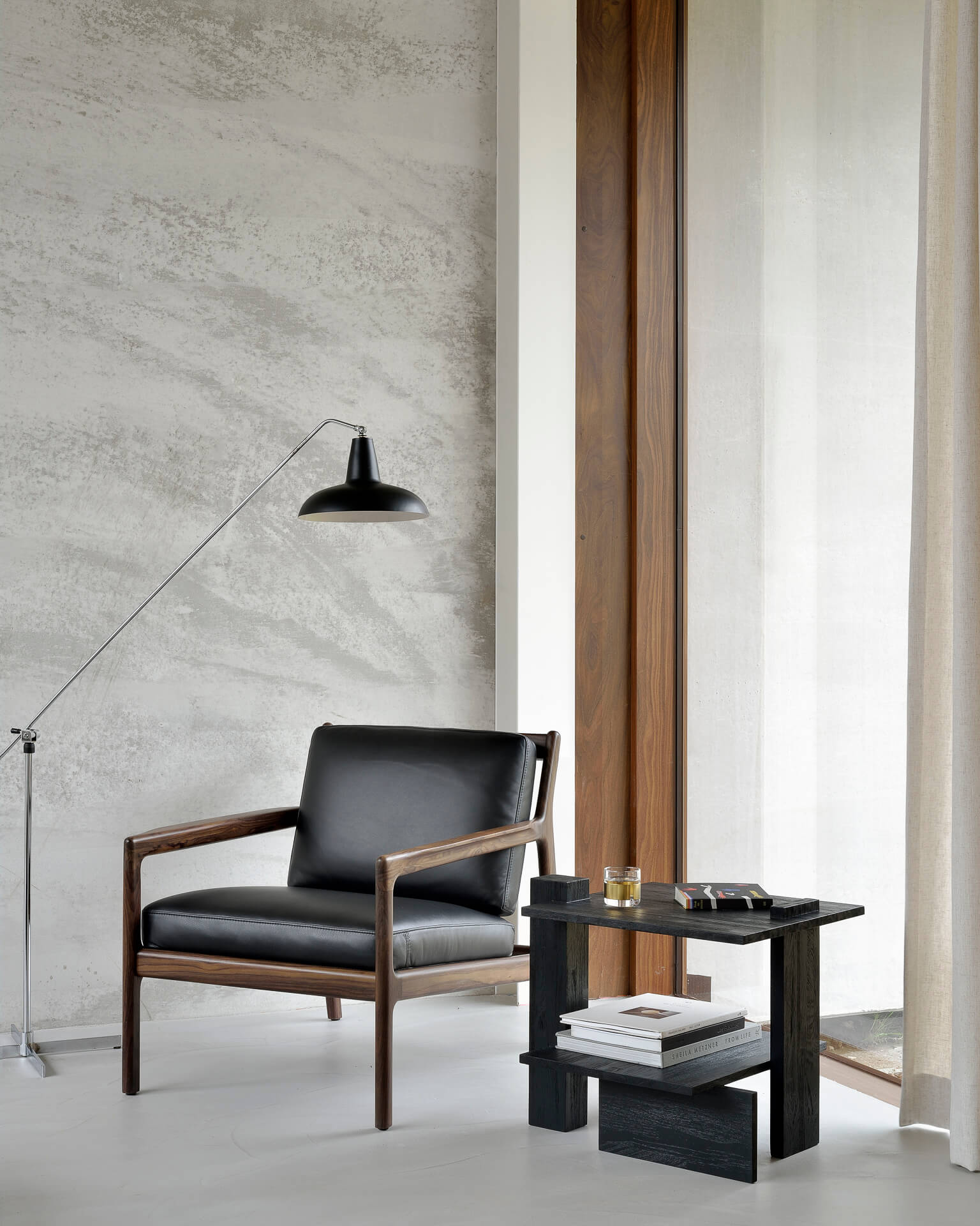 Teak Abstract Black Side Table - Image 6